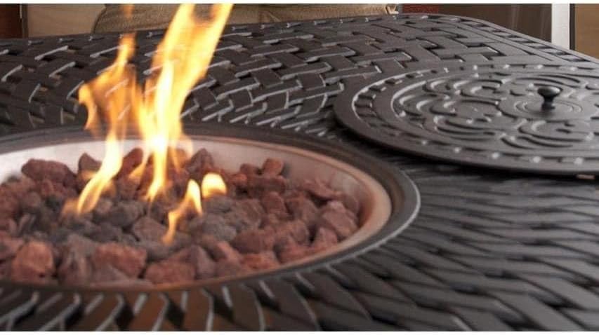 Darlee Signature 64 X 64 Inch Propane Fire Pit Dining Table Antique Bronze