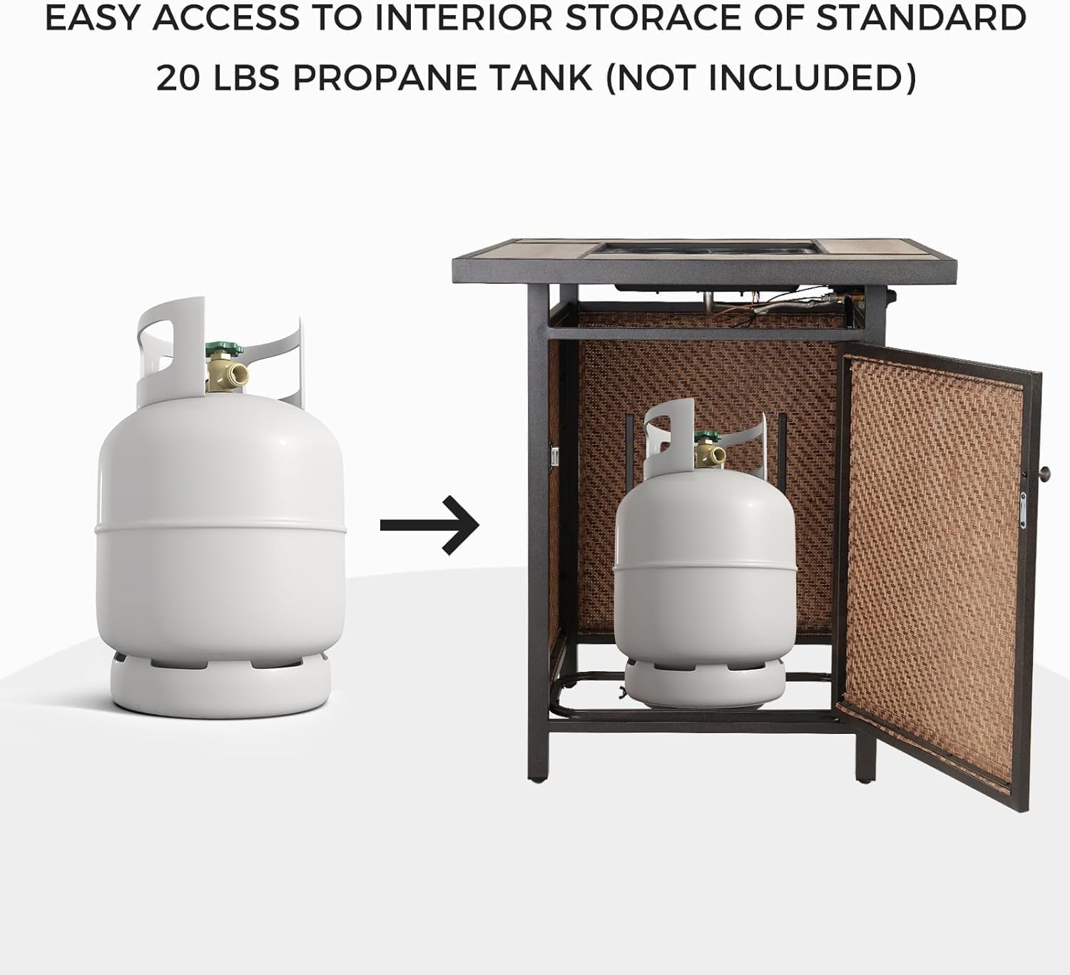 Grand patio 5-Piece Patio Swivel Bar Set with Fire Pit Table 60,000 BTU Heat Output, Outdoor Counter Height Patio Bar Stools Set of 5, High Bar Chairs with High Back, Coffee