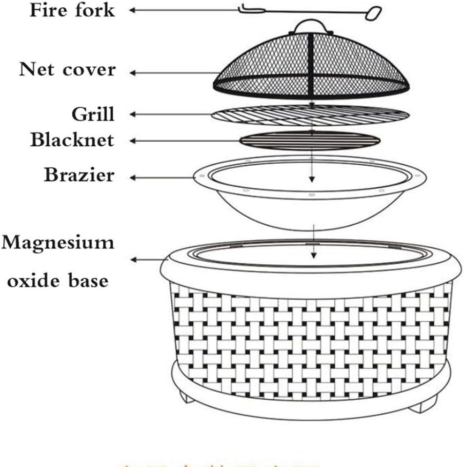 Geo Fire Pit Bowl, Fire Pit with BBQ Grill Shelf with Fashionable and Artistic Magnesium Oxide Base for Outdoor Garden Barbecue Excursion Camping,Brass