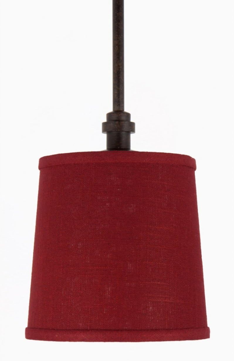 Upgradelights Red Pendant 7 Inch Drum Lampshade to Refit Glass Pendant Light Fixture