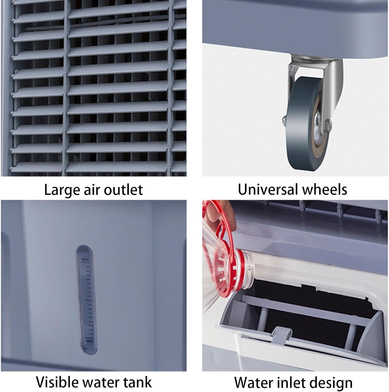 3 in 1 Air Conditioners, Portable Swamp Cooler with Large Water Tank and LED Screen, Evaporative Air Cooler for Room Bedroom Office(76 * 50 * 150cm)