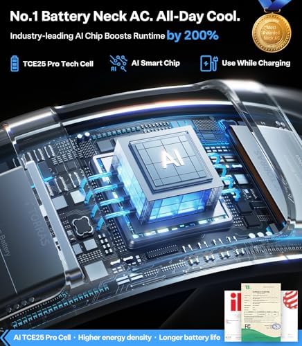 TORRAS 2025 COOLiFY 2S Neck Fan, 3 Model, 3-28H Extended Battery Life, Neck Fans that Blow Cold Air, Neck Air Conditioner, Cooling Neck Fan for Work,Hiking,Travel. Gifts for Dad Husband Father, Black