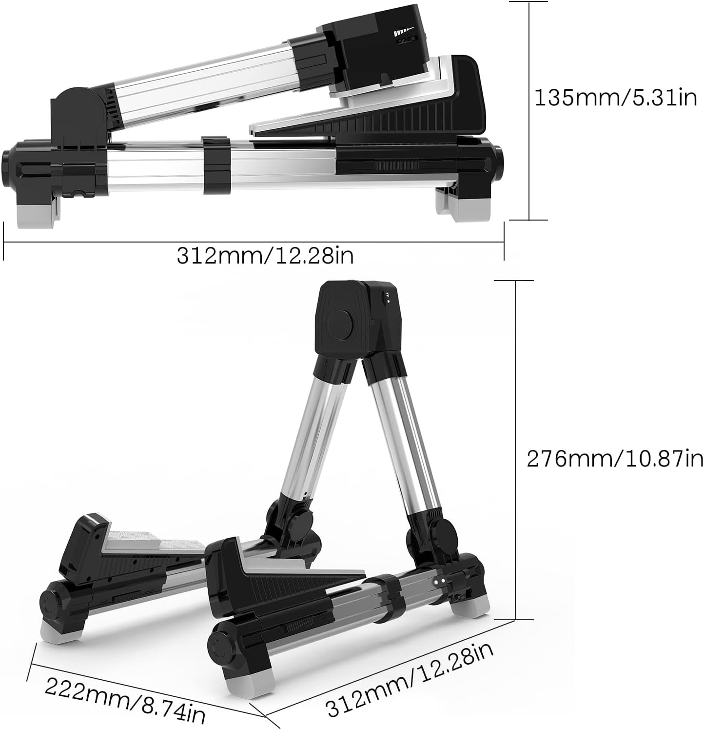 Foldable Aluminum Alloy A Frame Guitar Stand with 3.7V 1200mAh Lithium Battery, TF Card, for Acoustic and Electric Guitars