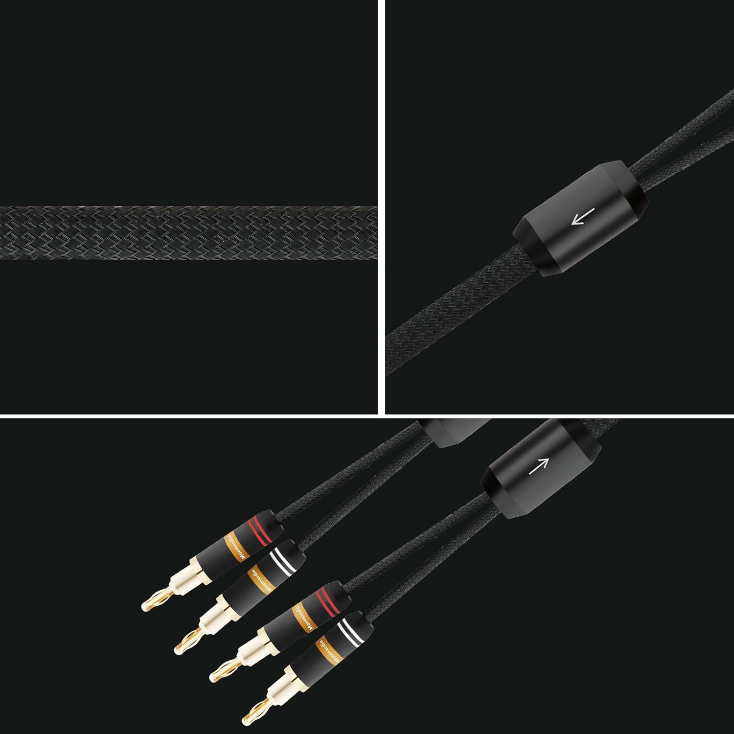 Monosaudio 12 Gauge Speaker Cable Pair Speaker Wire with Banana Plugs/Y Spade Connectors Convertible Gold Plated OFC Copper for Amplifier/Speakers/AV Receiver/Home Stereo Sound Systems(2.5M/8.2Ft)