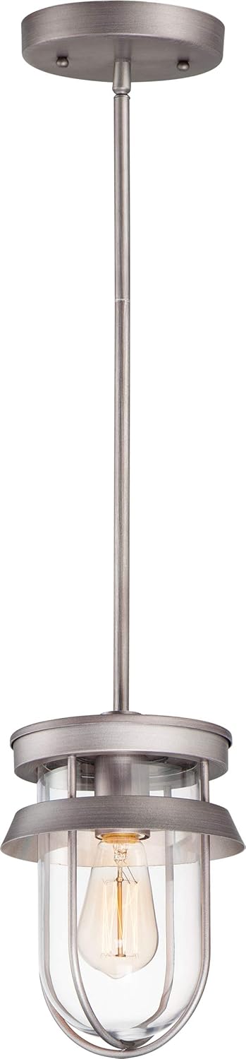 Maxim 10268CLWZ Breakwater Clear Glass Coastal Outdoor Mini Pendant/Semi Flush Ceiling Light, 1-Light 60 Watt, 10