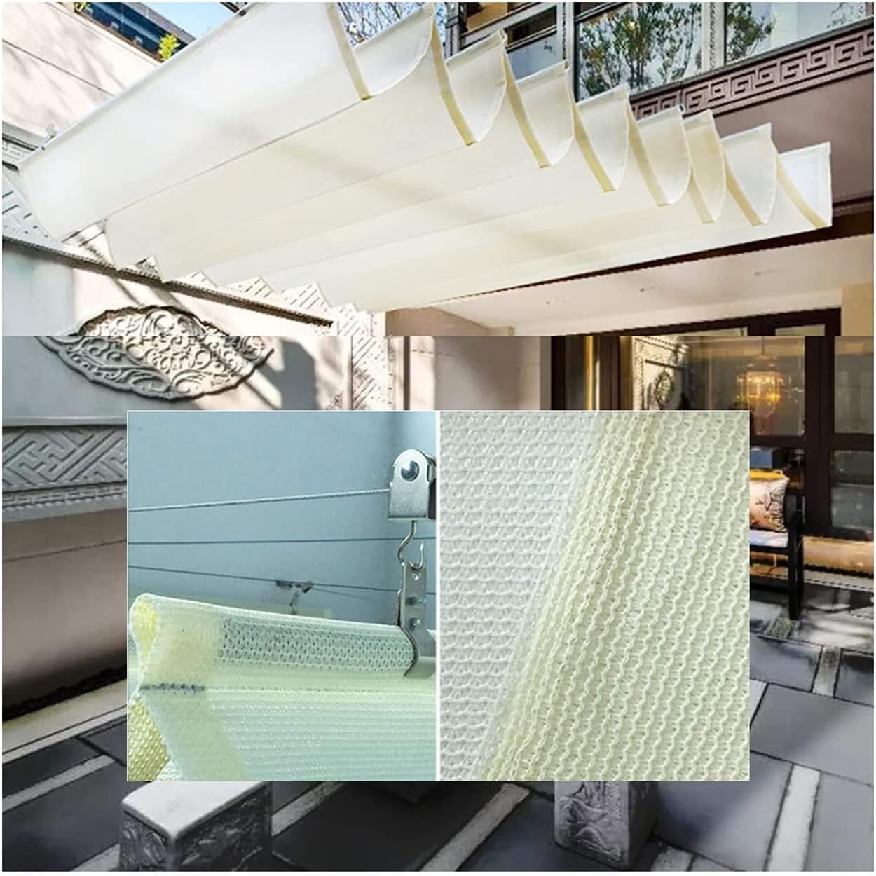 Retractable Shade Canopy Set, Patio Sliding Wave Top Cover, Complete Accessories Easy Install for Home and Commercial,56 Sizes (Color : A, Size : 2.1 * 9m)