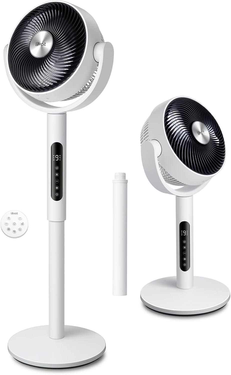 Levoit Standing Fan for Bedroom, CirculAir 120° Oscillating, Quiet 20dB, 9 Speeds, 4 Modes, DC Motor, 2 in 1 Pedestal & Tabletop, 82ft, Remote Control, Sensor, 9H Timer, 908CFM Ultra-High Airflow