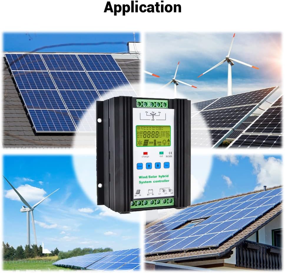 1000W Wind Solar Hybrid Charge Controller PWM 600W Wind + 400W Solar Boost Charge Technology Digital Intelligent Regulator with LCD Display