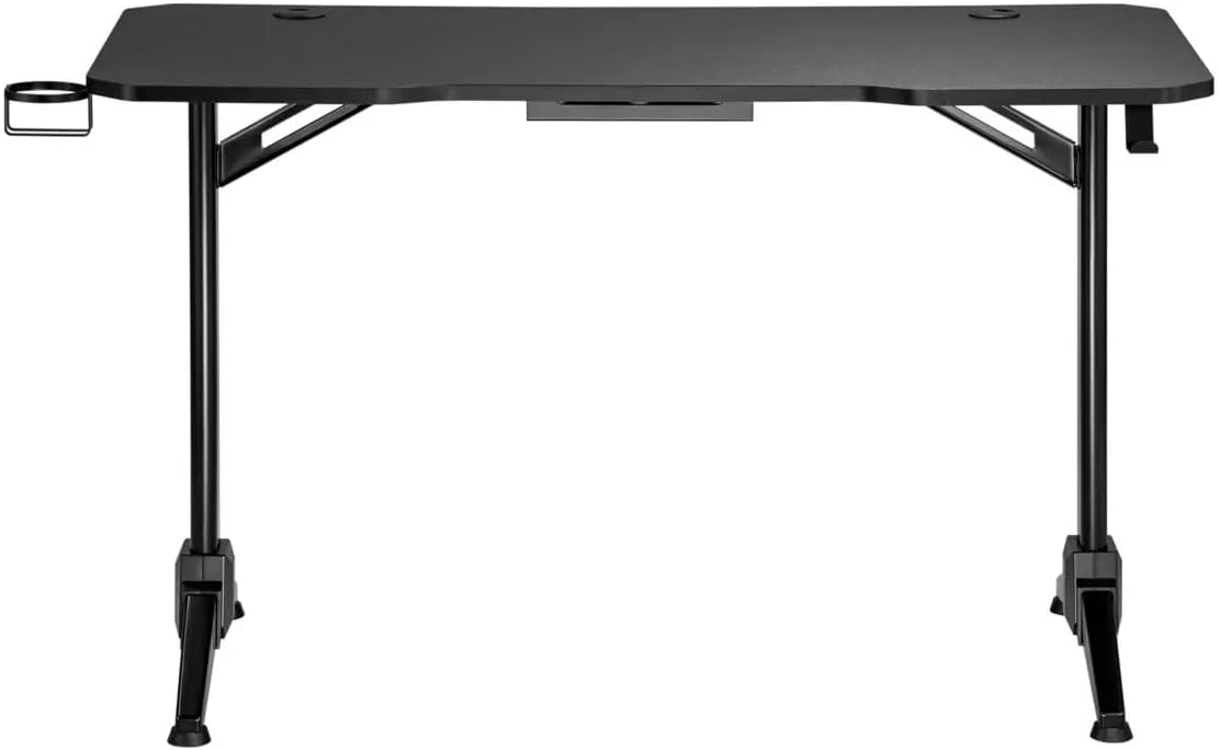 Monoprice Home Office Steel Frame Computer Desk - Black, with Solid-Core 4-Foot Desktop and Accessory Attachments, Workstation, Study Table - Workstream Collection