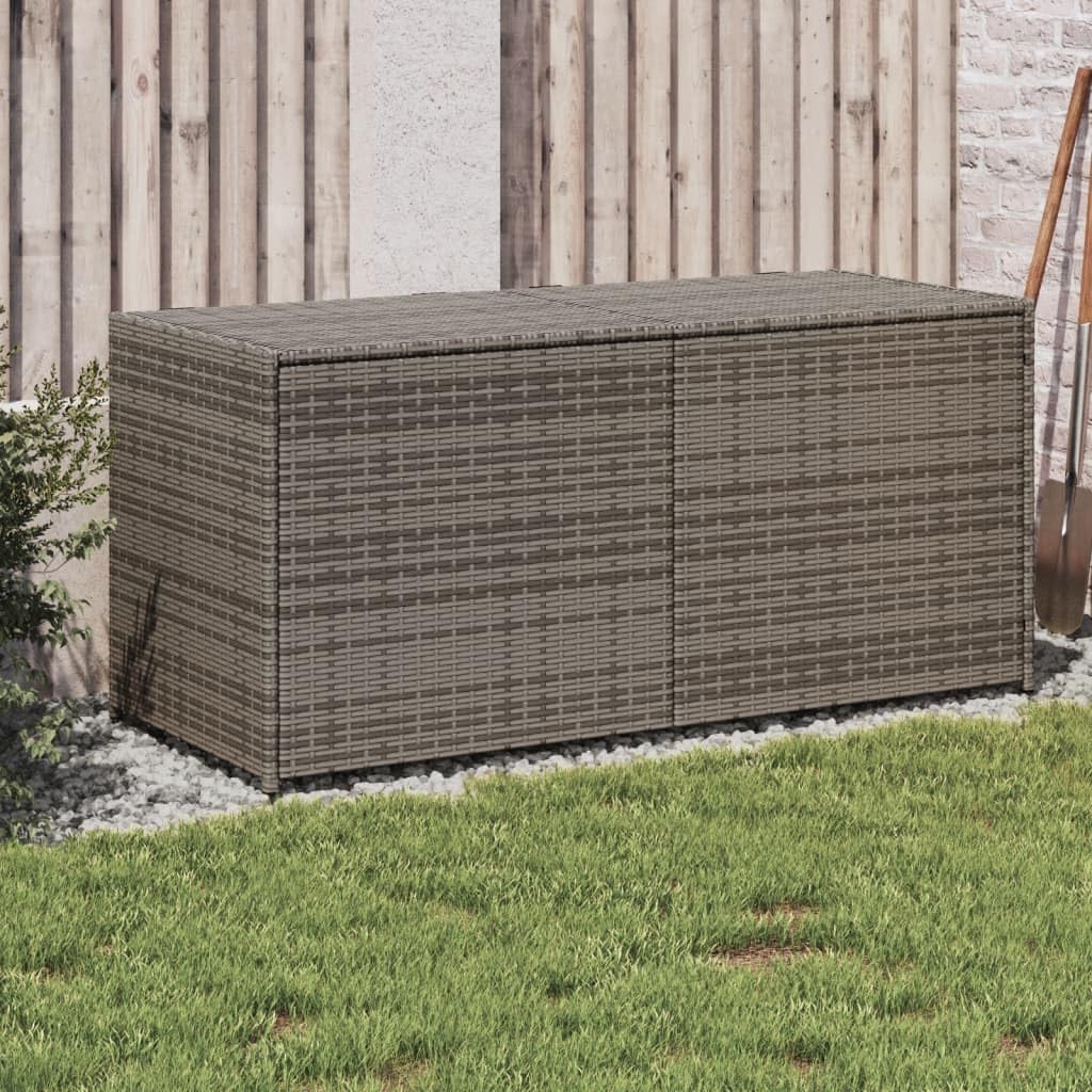 Grey Rattan Garden Storage Box, Outdoor Deck Pool Waterproof Patio Bin, 283 Liter Large Capacity, Powder-Coated Steel Frame, 47.2 x 19.7 x 22.0 Inch for Cushions & Tools