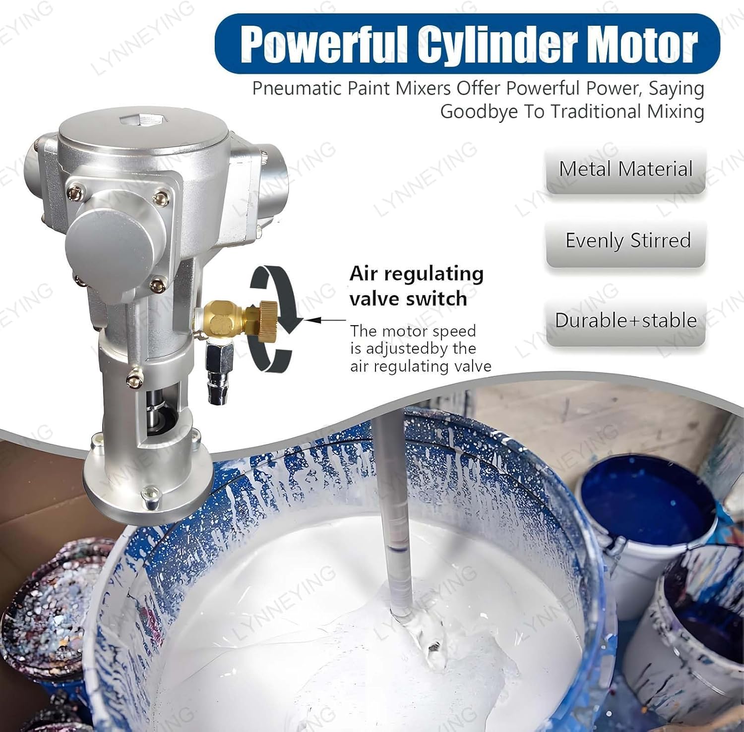 Pneumatic Agitator for IBC Tank for IBC & Open-top Drum,Air Agitator for Stirring Medium High Viscosity Solutions,Pneumatic Mixing Machine Mixer,With Retractable Bracket(Small 5Cylinder)