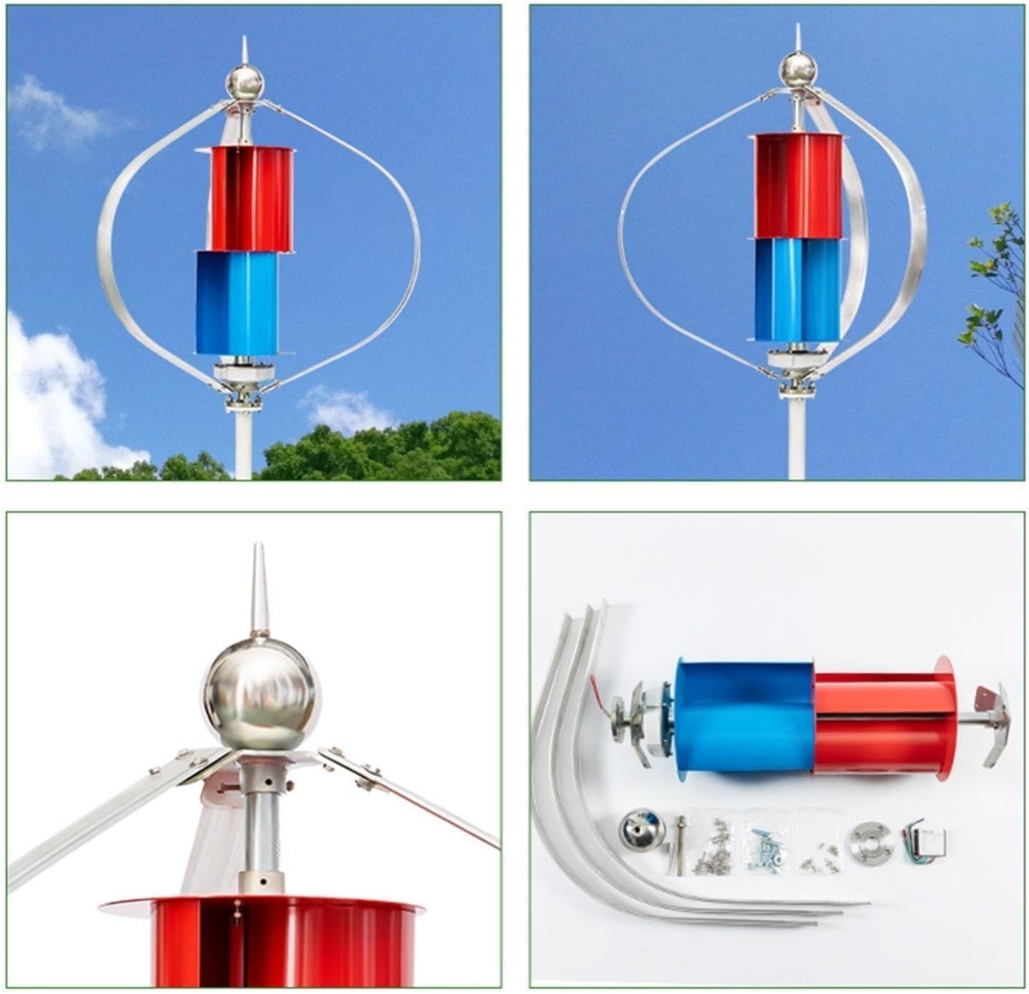 CHRISK 9000W Vertical Axis Wind Turbine Generator Rare Earth Magnetic Levitation Wind Turbine High Power Vertical Axis Breeze Start for Home