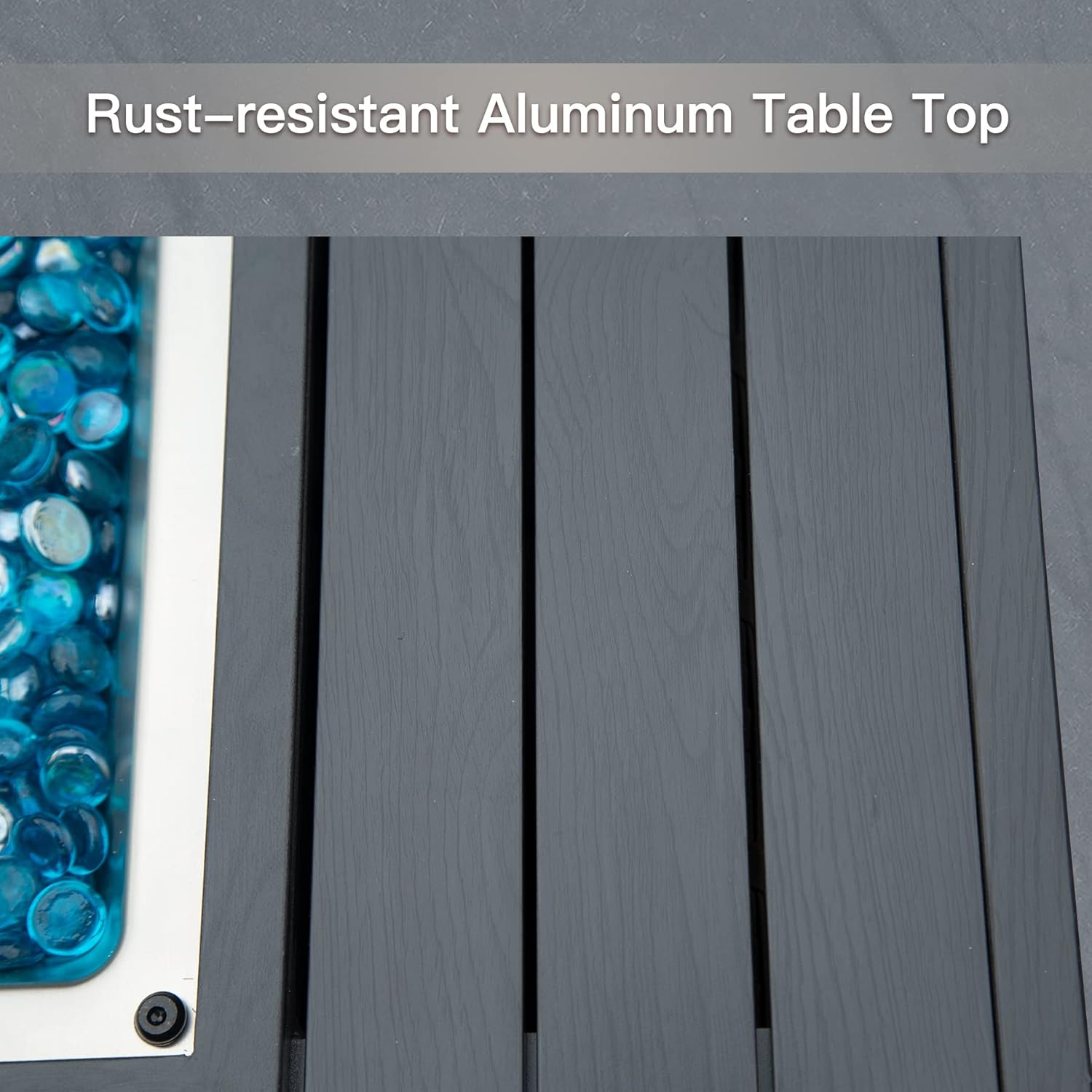 Domi 43.3 Inch Fire Pit Table with Glass Wind Guard, 50,000 BTU Smokeless Fire Pits for Outside with Aluminum Tabletop, Outdoor Wicker Gas Fire Pits for Patio