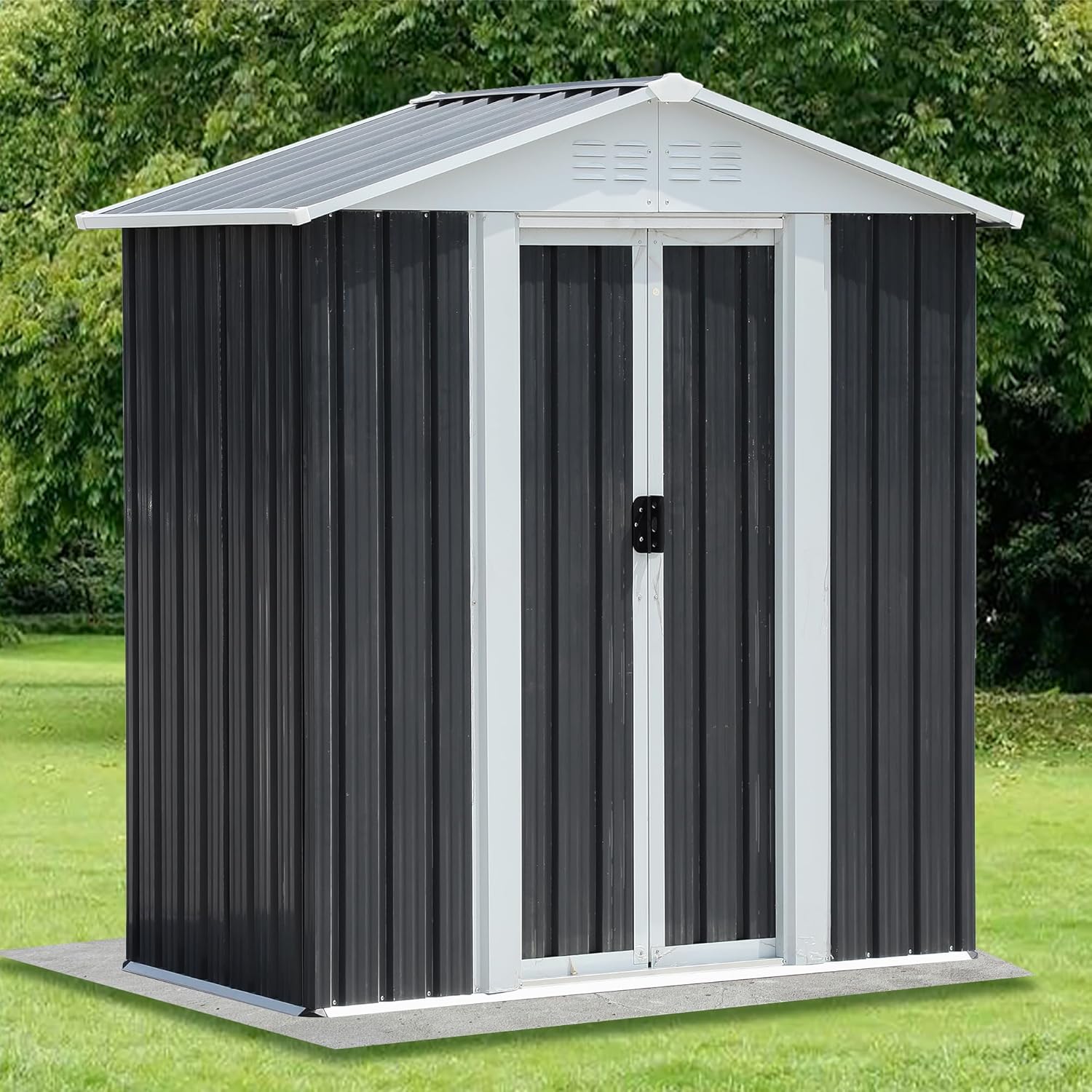 8x6 FT Outdoor Storage Shed Waterproof Metal Garden Tool Bike Sheds Kit Lean to Backyard Storage Building Cabinet House with Aluminum Alloy Frame,New 5x3 Feet Grey