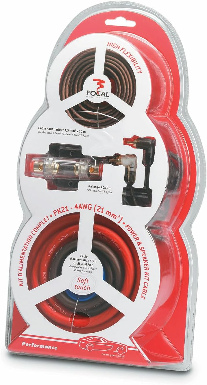 PK21 - Focal 4 AWG (Gauge) Performance Series Power Amplifier Wiring Kit