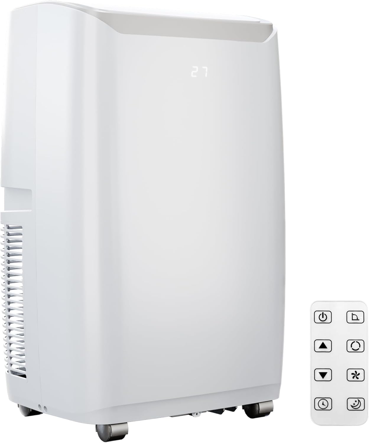 14,000 BTU Portable Air Conditioner - Quiet AC Unit Covers 750 Sq. Ft, 3 Fan Speeds with Dehumidifier Mode, Easy Install Window Kit & Follow Me Temperature Control, White