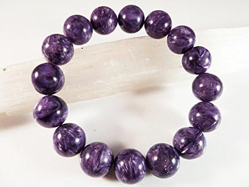 russian charoite stretch bracelet high 12mm to 13mm round gemstone purple beads superior large big chunky natural genuine