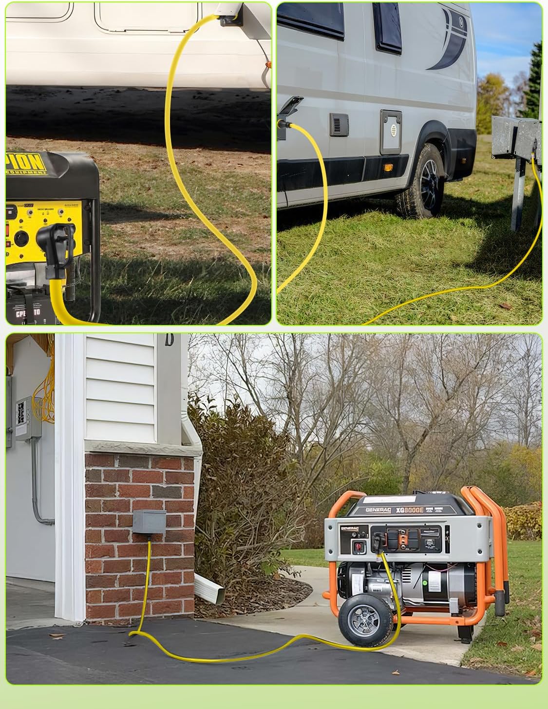 50 Amp 25Feet Generator Cord and Power Inlet Box Combo Kit, UL Listed, NEMA 14-50P Male to SS2-50R 125/250V Twist Locking with Inlet Box for RV Camper and Generator to House