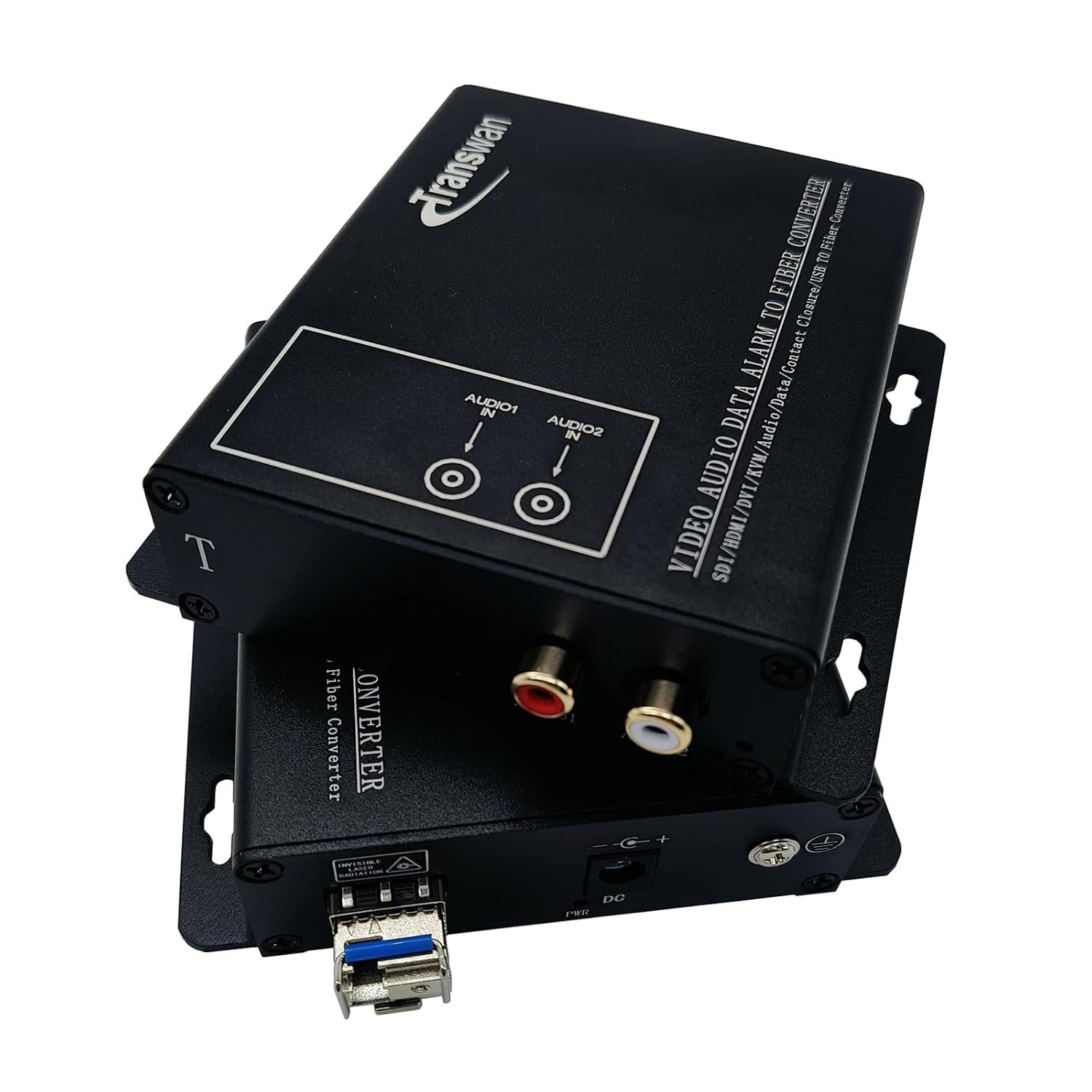 2 Ch RCA Audio Over Optic Fiber Extender with 1 x LC SFP Module, 20 Km Over SMF or 2km Over MMF, Supports 24 & 16-Bit Digitally Encoded Analog Audio