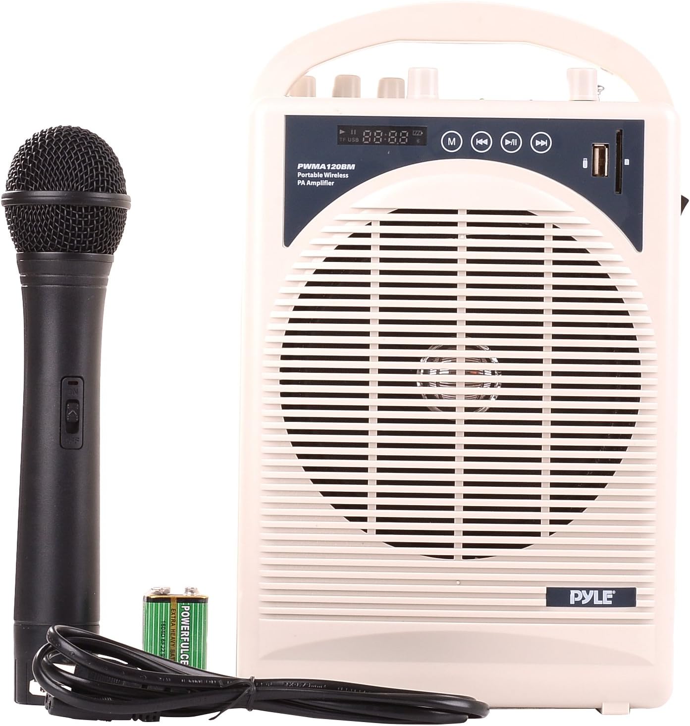 PYLE-PRO Upgraded Professional Portable PA System, Amplifier With Built-in Handheld VHF Wireless Microphone, Bluetooth, Battery Rechargeable, MP3, USB, SD, 1/4
