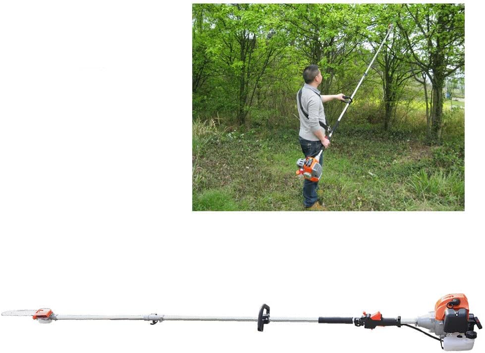 Gas Powered Pole Saw Pruner Tree Pole Pruner Tree Hedge Trimmer, Chainsaw Cordless Tree Pole Pruner Saw, Tree Trimmer for Sawing High-Altitude Branches (52CC 2 Stroke, 2.9m/114.17in)
