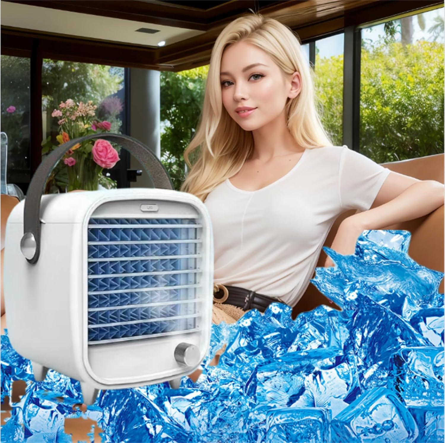 Portable Air Conditioners windowless,Air Cooler Cooling Fans,Swamp Cooler Personal Air Conditioner With Ice Boxes,Portable Ac Units For Rooms, Bedroom, Office, Rv And Camping White.