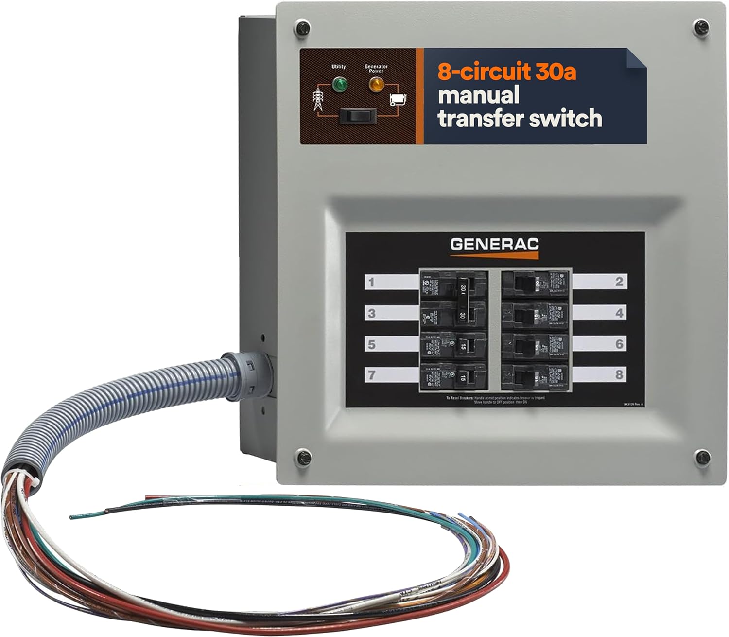 Generac 6853 HomeLink Upgradeable 30 Amp Transfer Switch Kit - Reliable Power Solution for Homes - 10' Cord and Resin Power Inlet Box