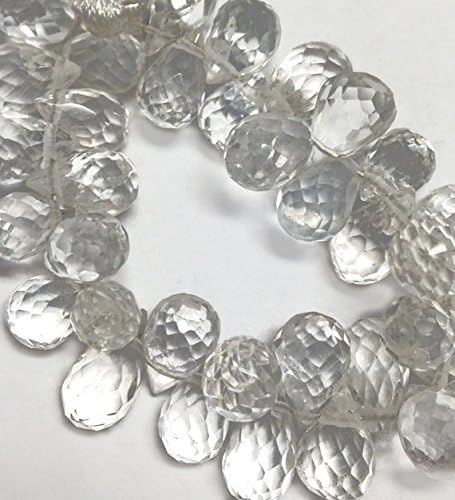 crystal quartz micro-faceted teardrops, grade 6.0mm-8.75. 4 beads