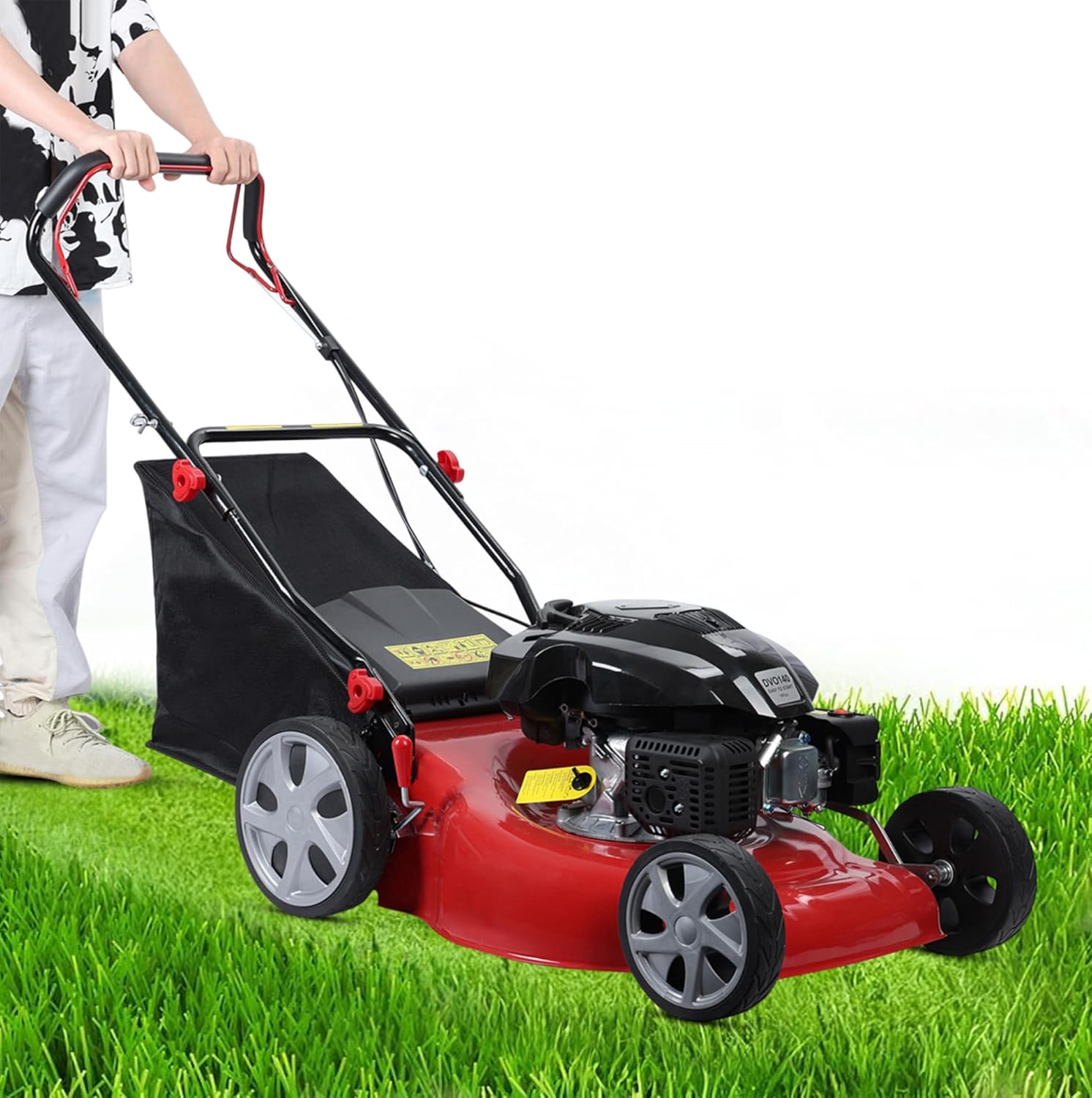 Gas-Powered Self-Propelled Lawn Mower, 141cc Gas Engine with Air Cooling, 21