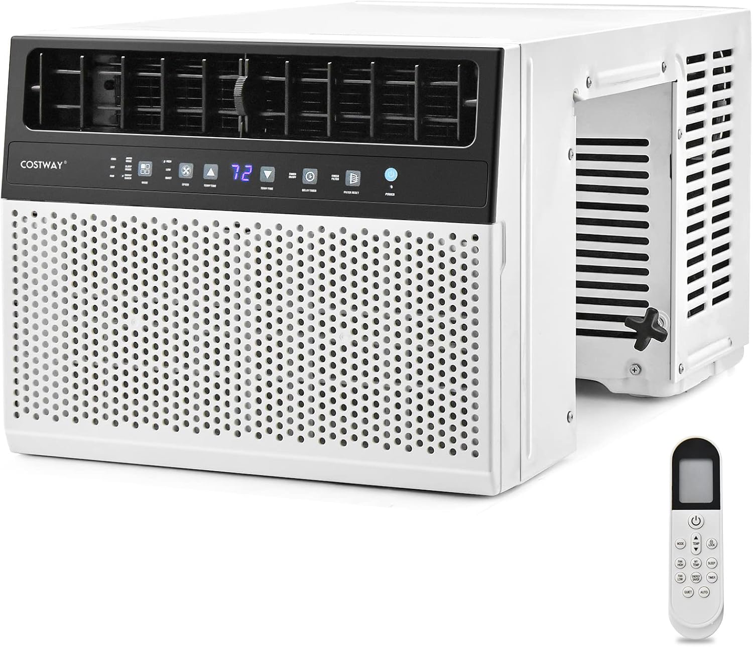 COSTWAY 10000 BTU Window Air Conditioner, Over the Sill AC up to 400 Sq.Ft w/Cool/Dry/Fan/Auto/Sleep/Energy Saver Modes, Full Widow View, Ultra Quiet Operation (10000BTU)