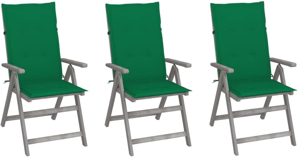 Patio Chair Patio Reclining Chairs 3 pcs with Cushions Solid Acacia Wood