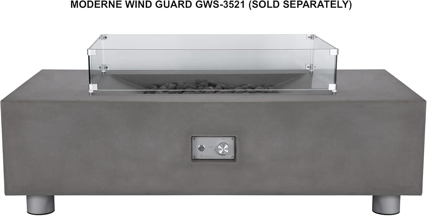 Pyromania Moderne Outdoor Concrete Fire Table, 58 x 32 Inches - Propane Model in Charcoal Gray Color