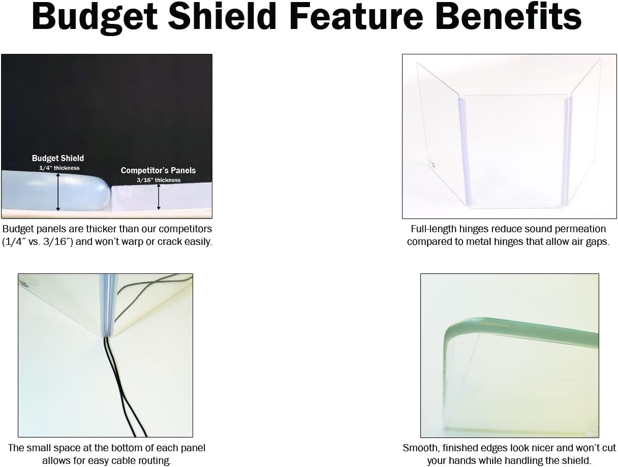 Drum Shield 5 panels 2ft wide X 5 ft tall in Acrylic Drum cage with full length flexible Hinges (5panels 2ftX5ft) drum screen, sound isolation, Made in USA