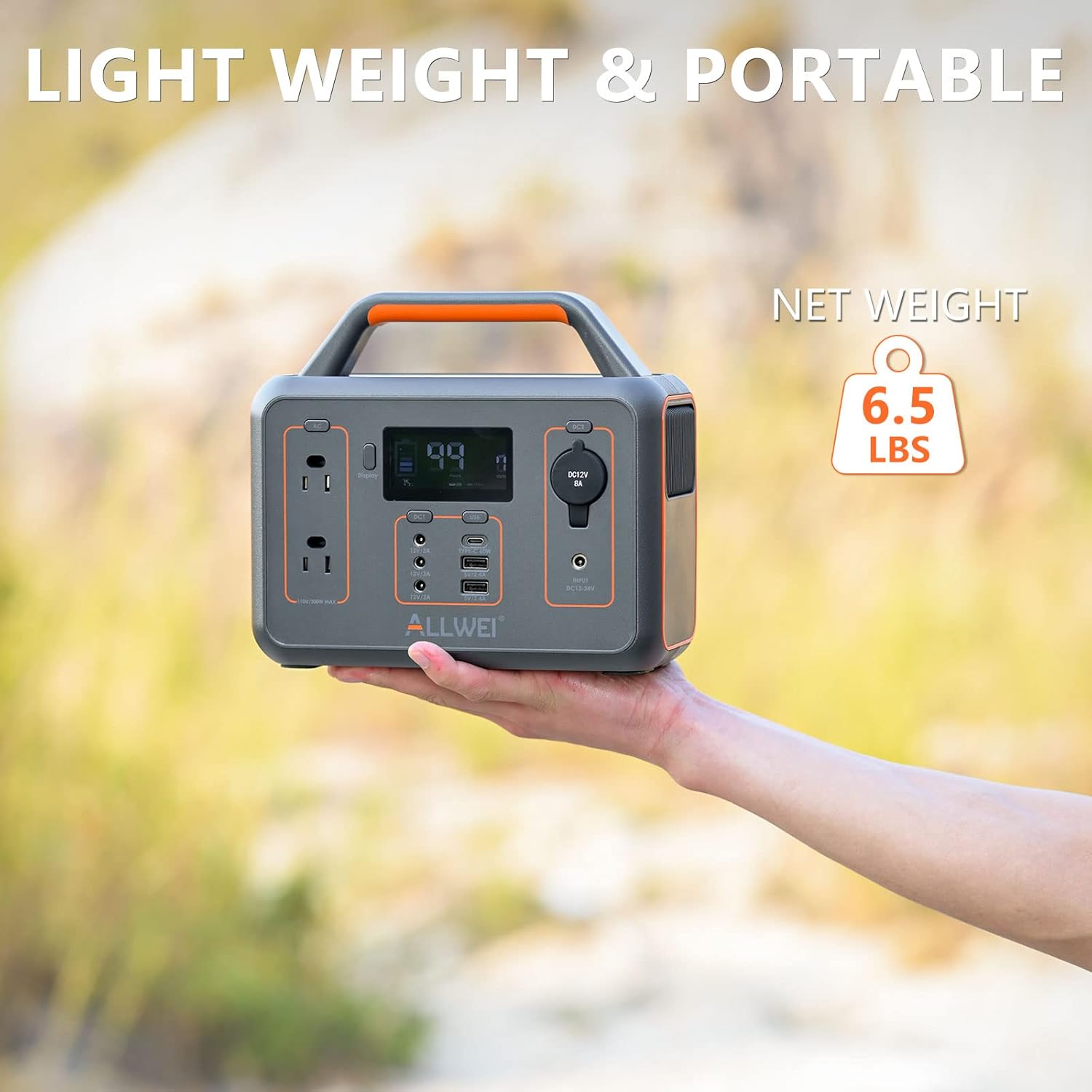 ALLWEI 300W Solar Generator with 100W Solar Panel Included, 280Wh Portable Power Station with AC Outlet USB Port, Solar Powered Battery Generator for Outdoor Camping, Home Backup, Power Outage