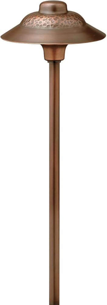 Hinkley Essence 12v LED Outdoor Path Light - Wiring Kit & Ground Spike Included, Hammered Details, Copper Naturally Ages - Olde Copper Finish