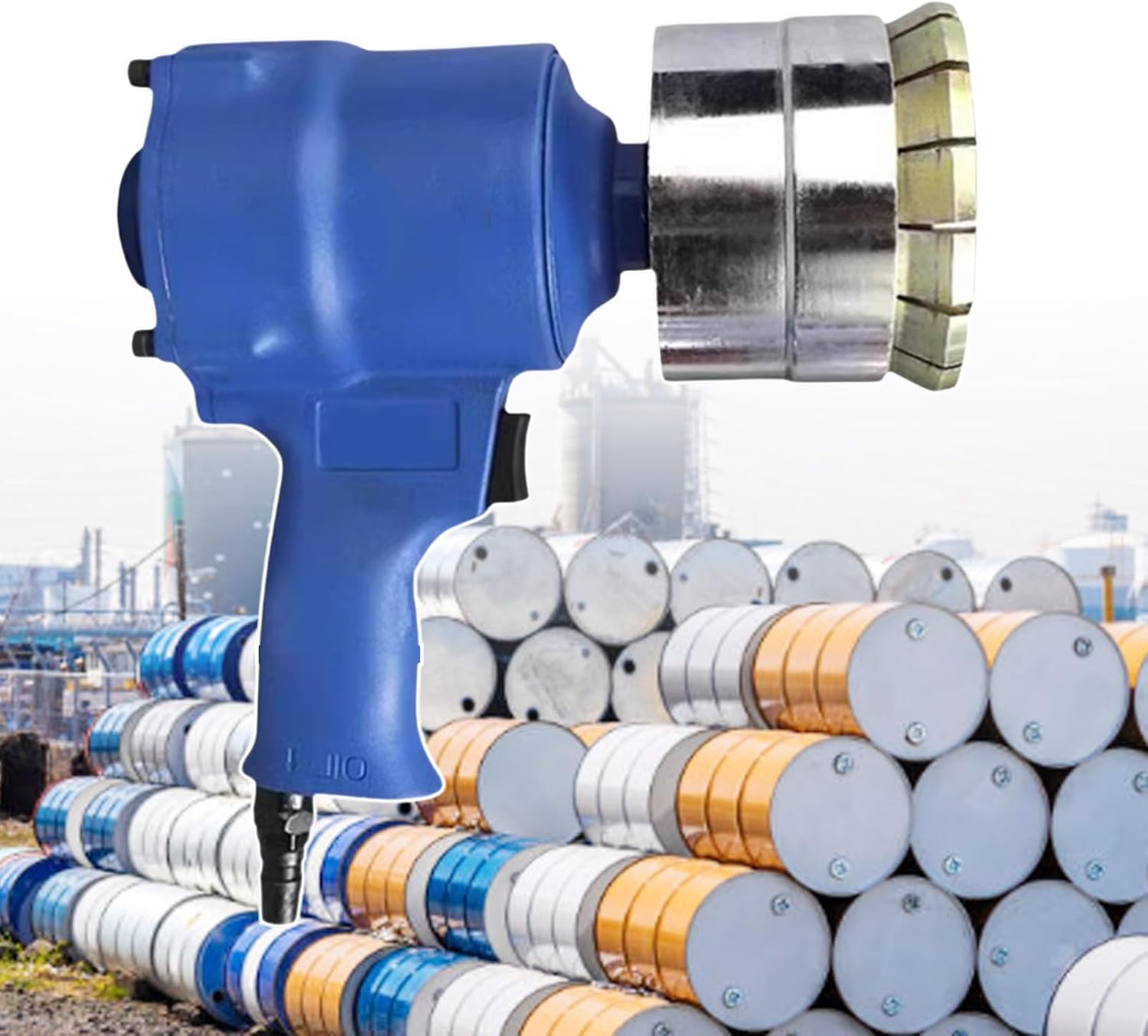 Air-Driven Drum Cap Crimper Sealer for 55 Gallon Oil Barrels - Heavy Duty Adjustable Metal Tool for Secure Sealing, Tightness Control & Industrial Barrel Applications