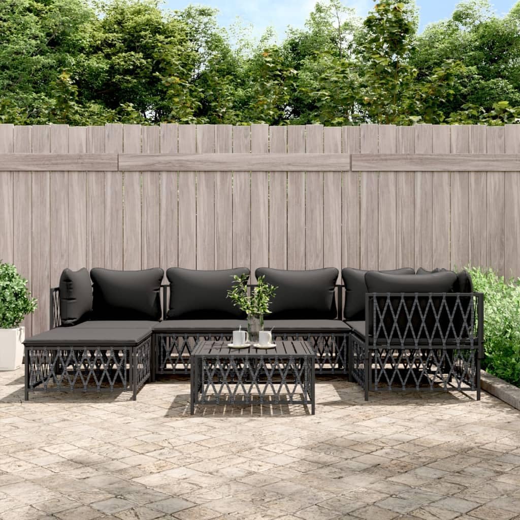7 Piece Patio Lounge Set with Cushions Anthracite Steel,Comfortable Patio Lounge Set: Durable, Sturdy, and Stylish for Outdoor Relaxation Furniture Sets for Patio, Lawn & Garden