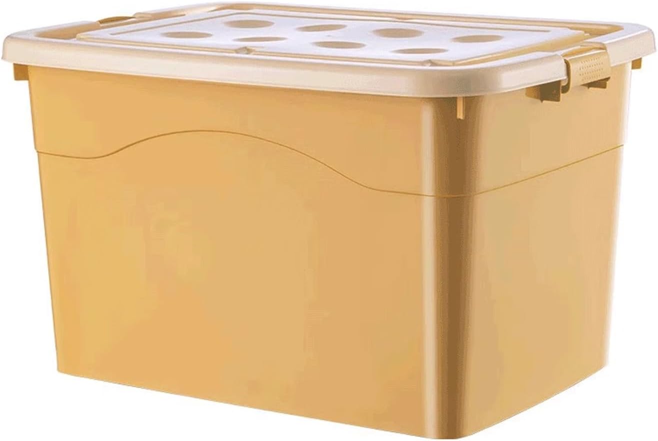 Outdoor Storage box Multi Size Colorful Plastic Stackable Airtight Storage Boxes with Wheels Suitable for Home Garage and Camping use for Storing Clothing Tools etc(Yellow,37cm/15in)