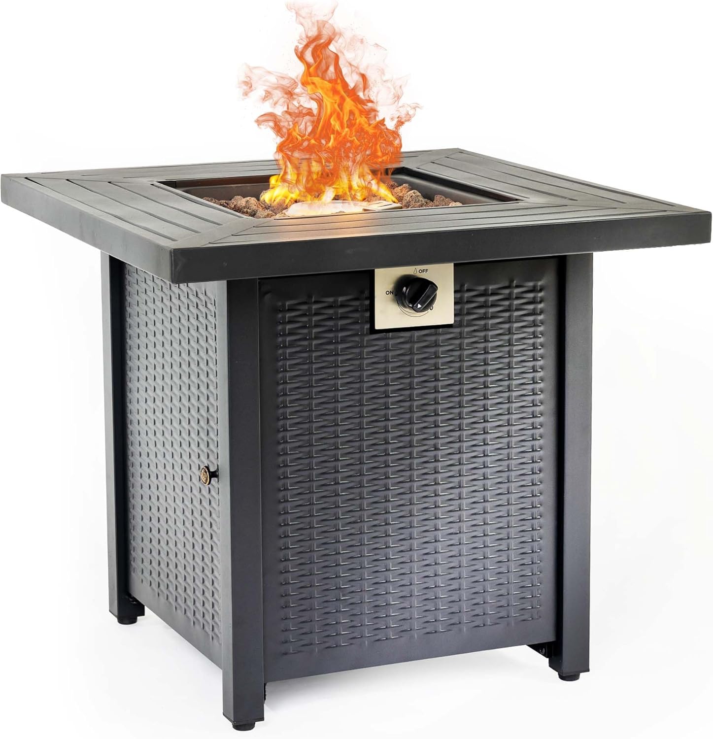 28'' Propane Fire Pit Table, 50,000 BTU Patio Fire Pit Table, 3-in-1 Multi-Use Iron Square Propane Firepit, Fit Patio Backyard Deck Outdoor Gatherings