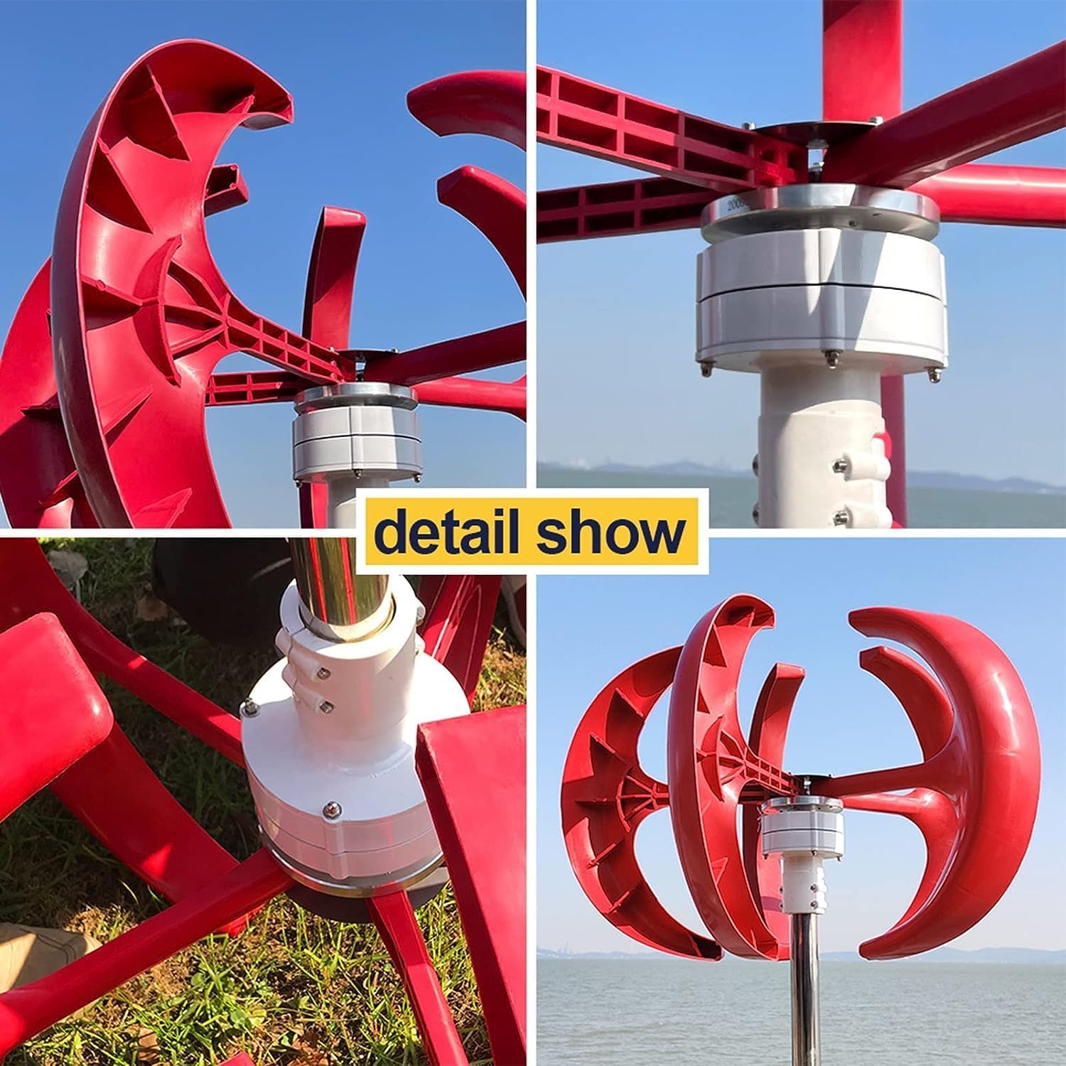 CAJUCA Wind Turbine Generator with Controller 6000W Vertical Axis Wind Turbine Kit 12V/24V/48V Low Wind Start Wind Turbine
