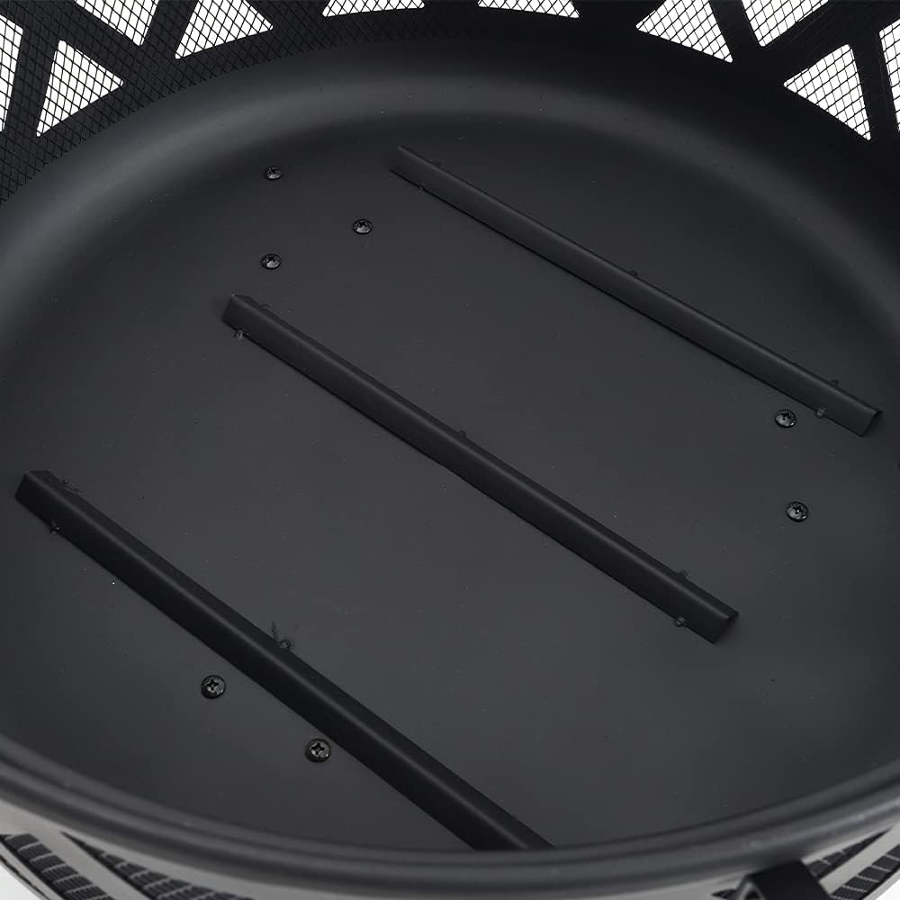 Garden fire Pit with Grill Shelf Outdoor Fire Bowl Charcoal Wood Burner