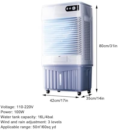 Portable Air Conditioners, Room Cooling 4-in-1, 120° Air Supply, Large Capacity Water Tank, Whole House Cooling, Quiet Operation, for Home, Office(80x42x35cm/31x17x14in)