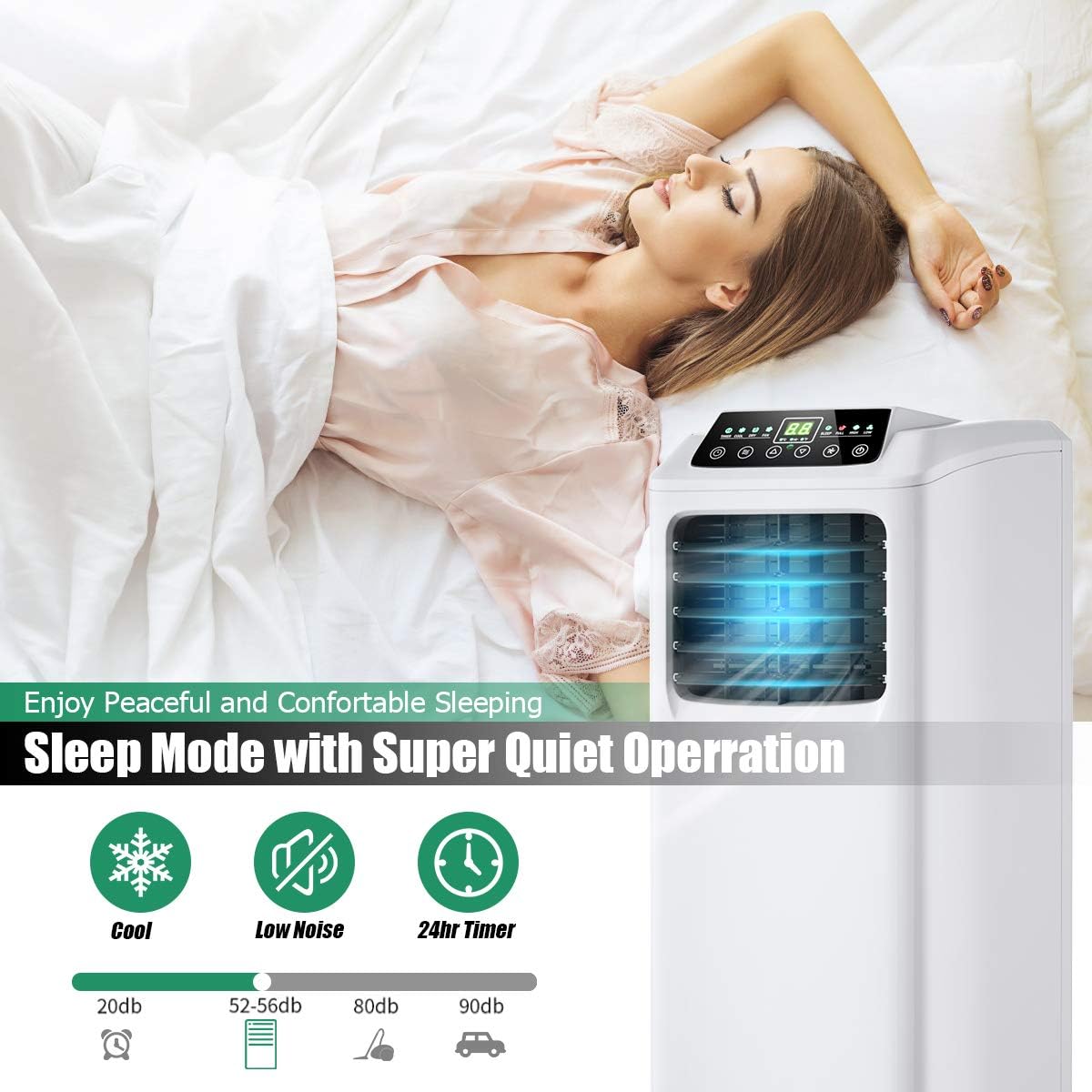 3-IN-1 Portable Air Conditioner, 8000BTU Easy cool Floor AC Unit with Dehumidifier, Remote Control, Complete Window Mount & Exhaust Kit, Air Conditioner for Office, Dorms, Living Room