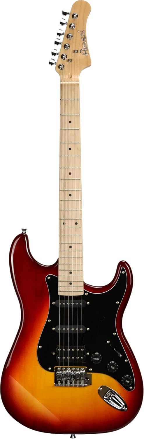 Solid-Body 6-String Electric Guitar w/Gig Bag - Gloss Cherry Sunburst (20STHG)