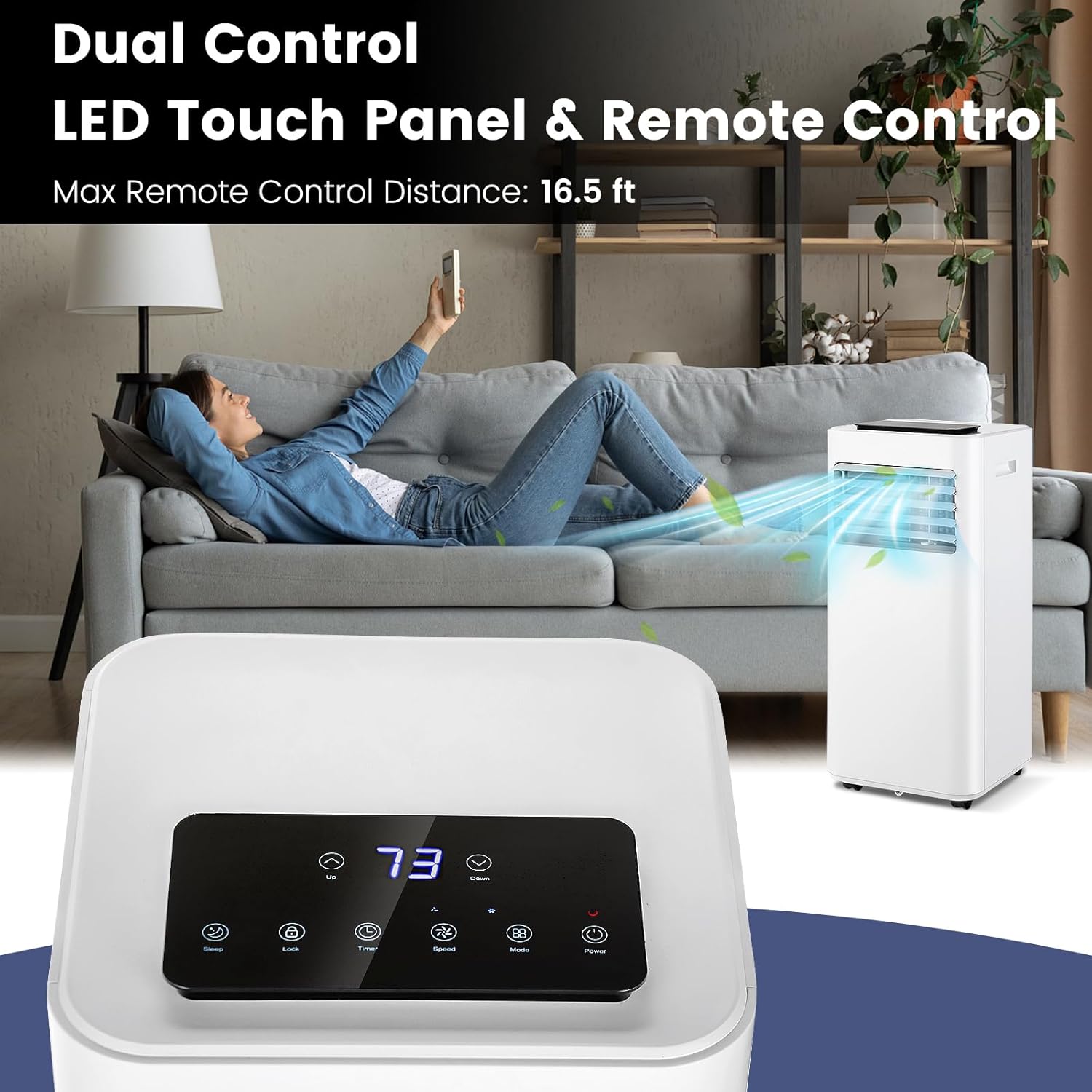 SIMOE 3-IN-1 Portable AC, 10000BTU Portable Air Conditioner Unit for room Cooling up to 350 sq.ft, with Remote Control, Window Kit & 0-24H Timer, Built-in Fan, Cooling, Dehumidifier & Sleep Modes