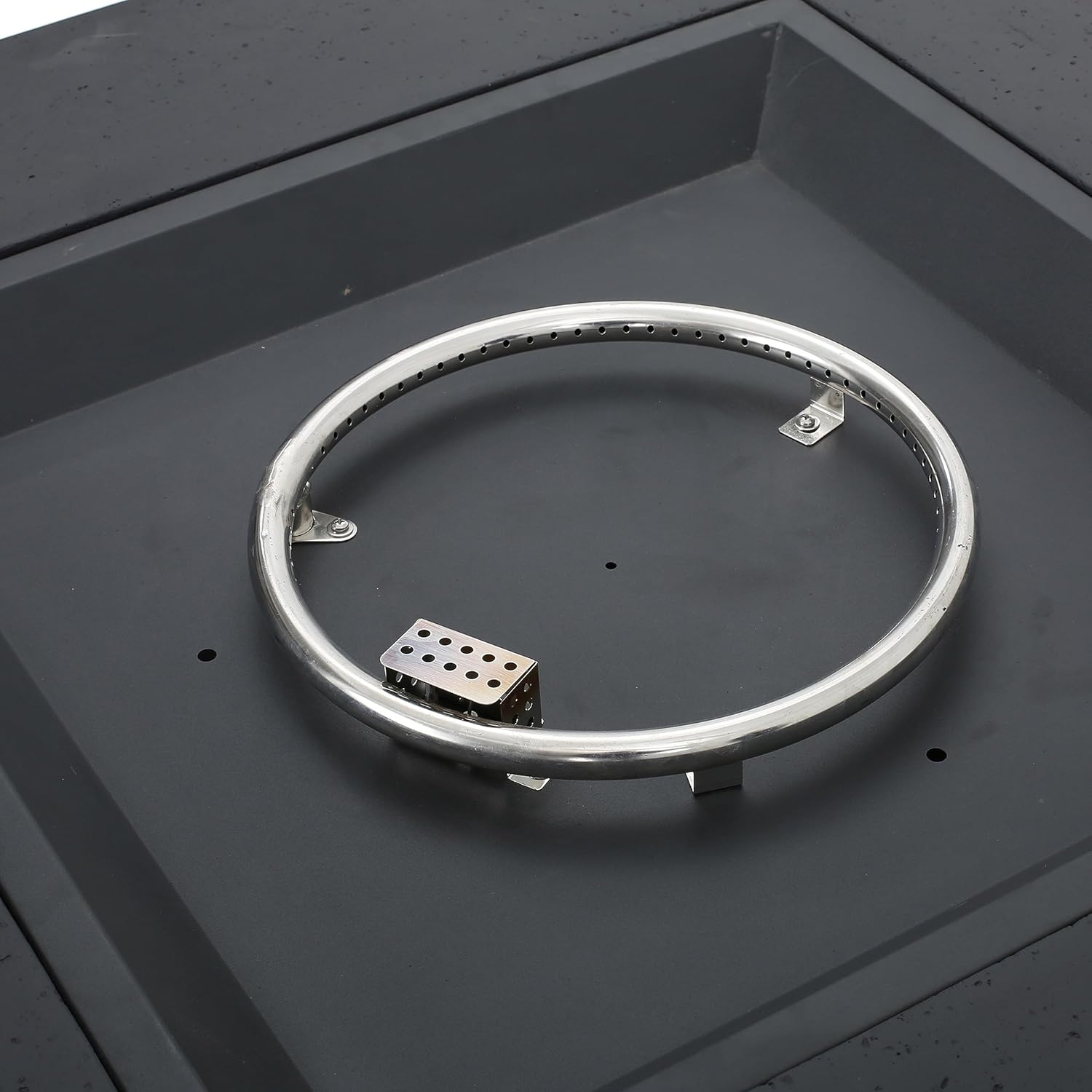 50,000 BTU Propane Fire Pit Table – Square Outdoor Gas Fire Table with Lava Rocks, Modern Concrete Design, 40 Inch Large Patio Heater for Garden, Backyard, Lawn, No Assembly, Dark Grey