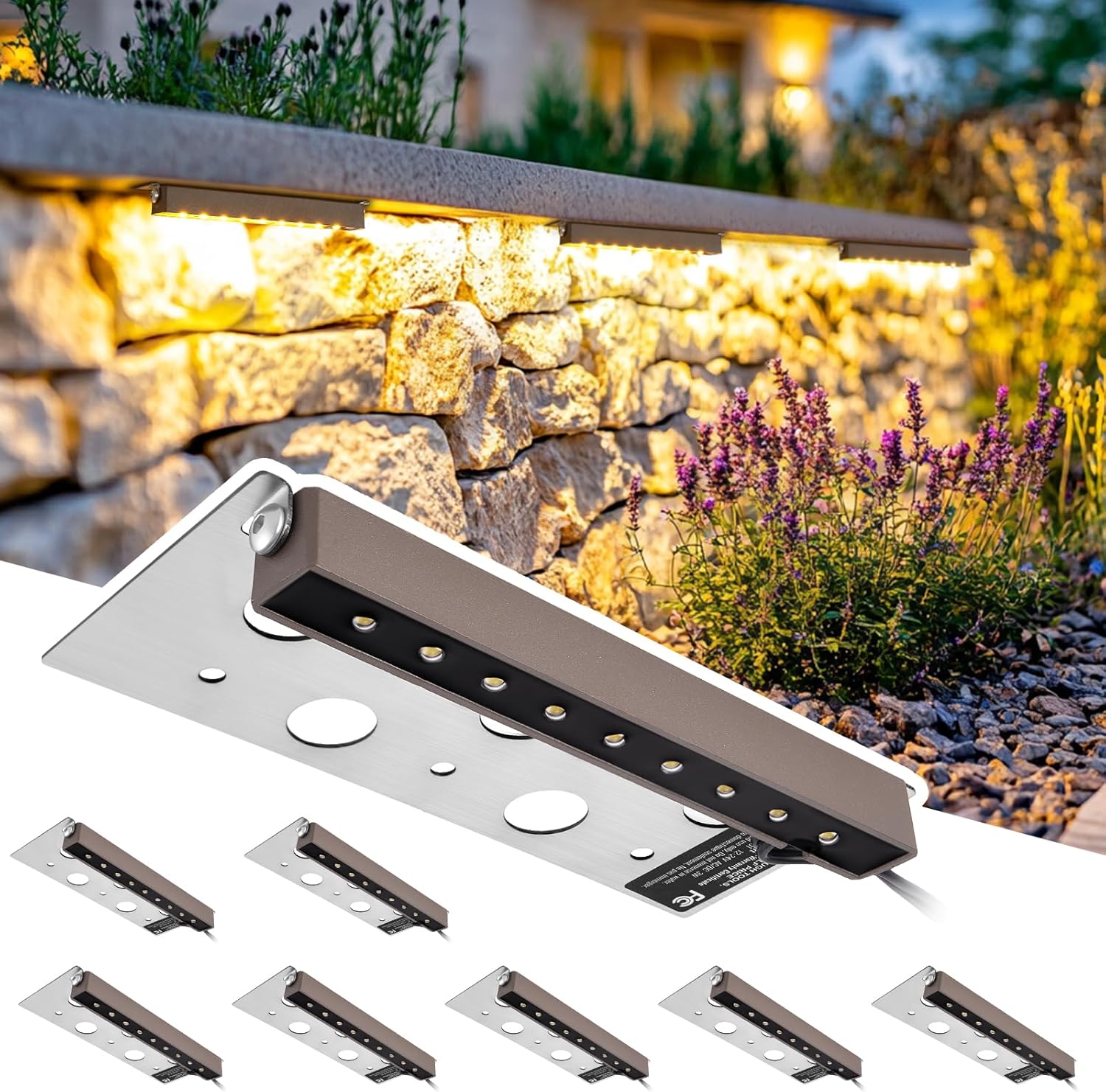 Z Zeben 7 Inch Retaining Wall Lights [ 8 Pack ], 5W LED Hardscape Lighting 12V Low Voltage Paver Lights 3000K Warm White Waterproof Outdoor Step Lights for Patio Walls Stairs