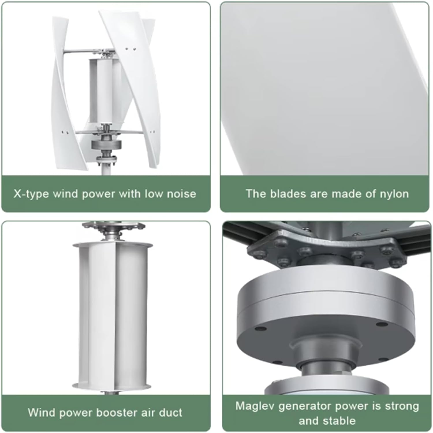 48v, 4000W Vertical Home Residential Wind Turbine,Low Wind Speed Start 3Blades 12V 24V 48V Energy Generator Kit with Controller for Outdoor Lighting