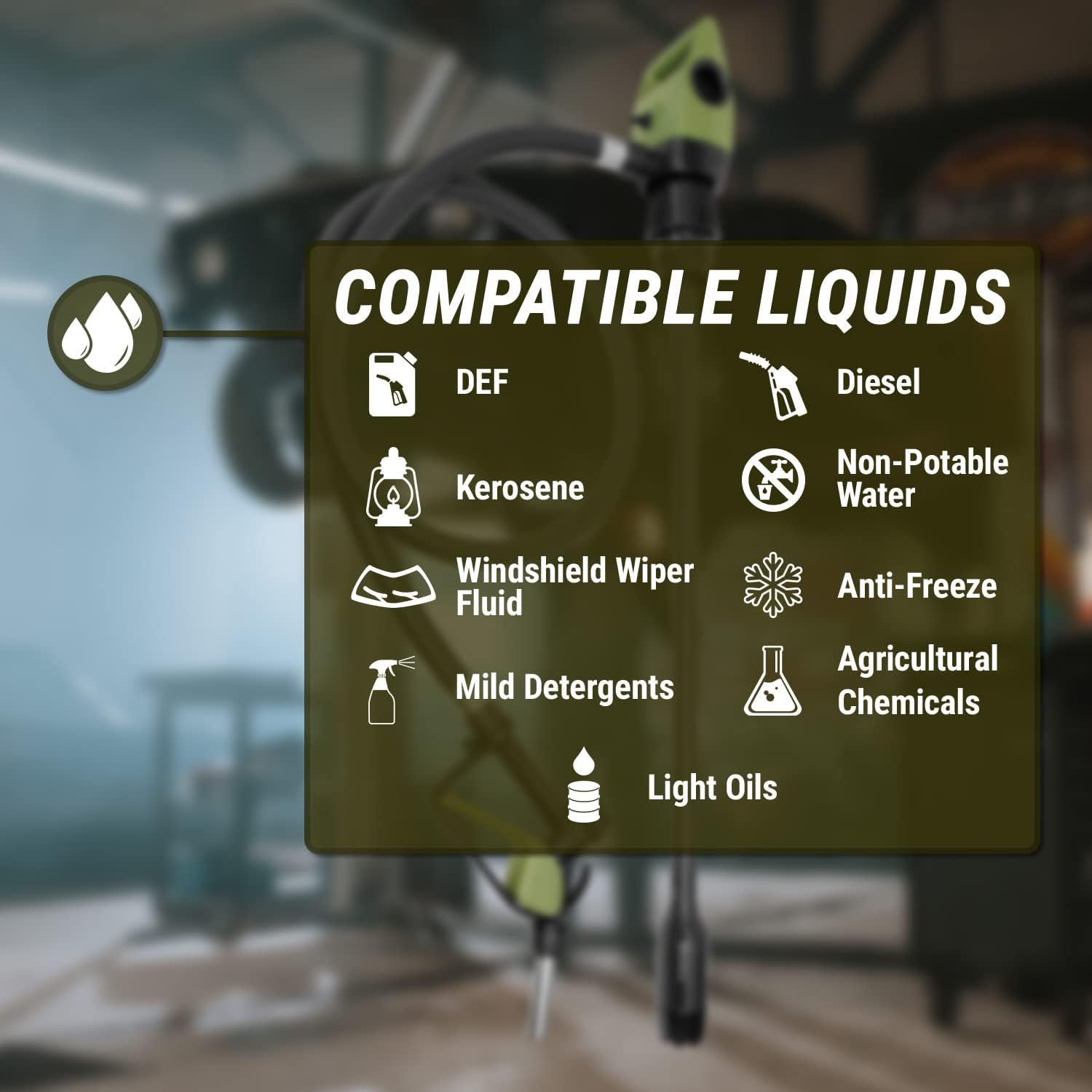 TERA PUMP Electric Drum Barrel Siphon for 55 Gallon Drums with Corrugated P.E. Discharge Hose with Easy Squeeze Nozzle (7.6 Gallon/Min)