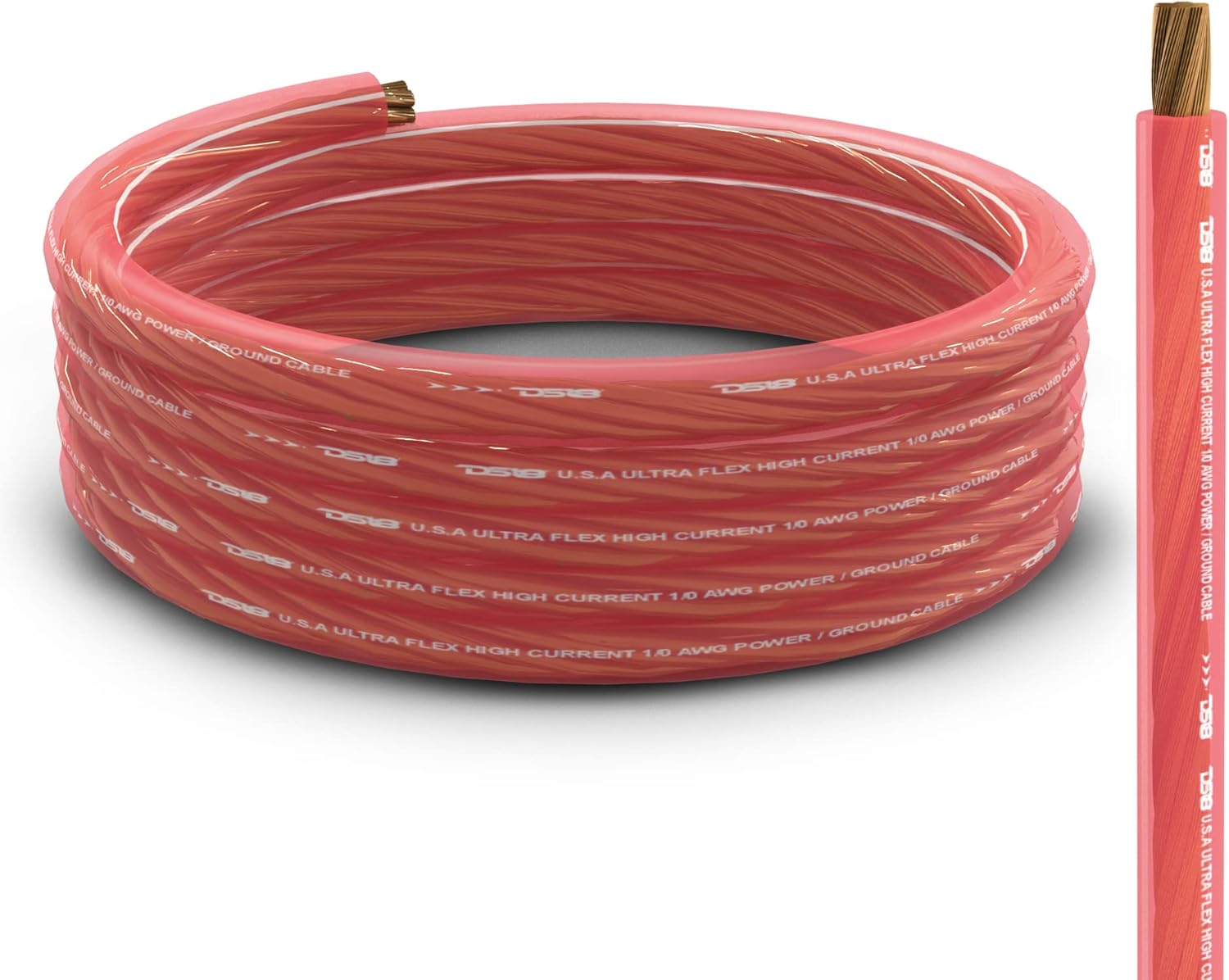 DS18 PW-OFC1/0GA-5BK/20RD 0-GA OFC Ultra Flex Power Wire 5ft Black and 20ft Red - Power Amplifier Wiring Kit